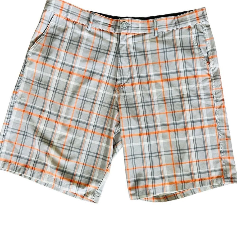 Ocean Pacific OP Flex 4 Way Stretch Flat Front Plaid Hybrid Shorts Mens Size 40